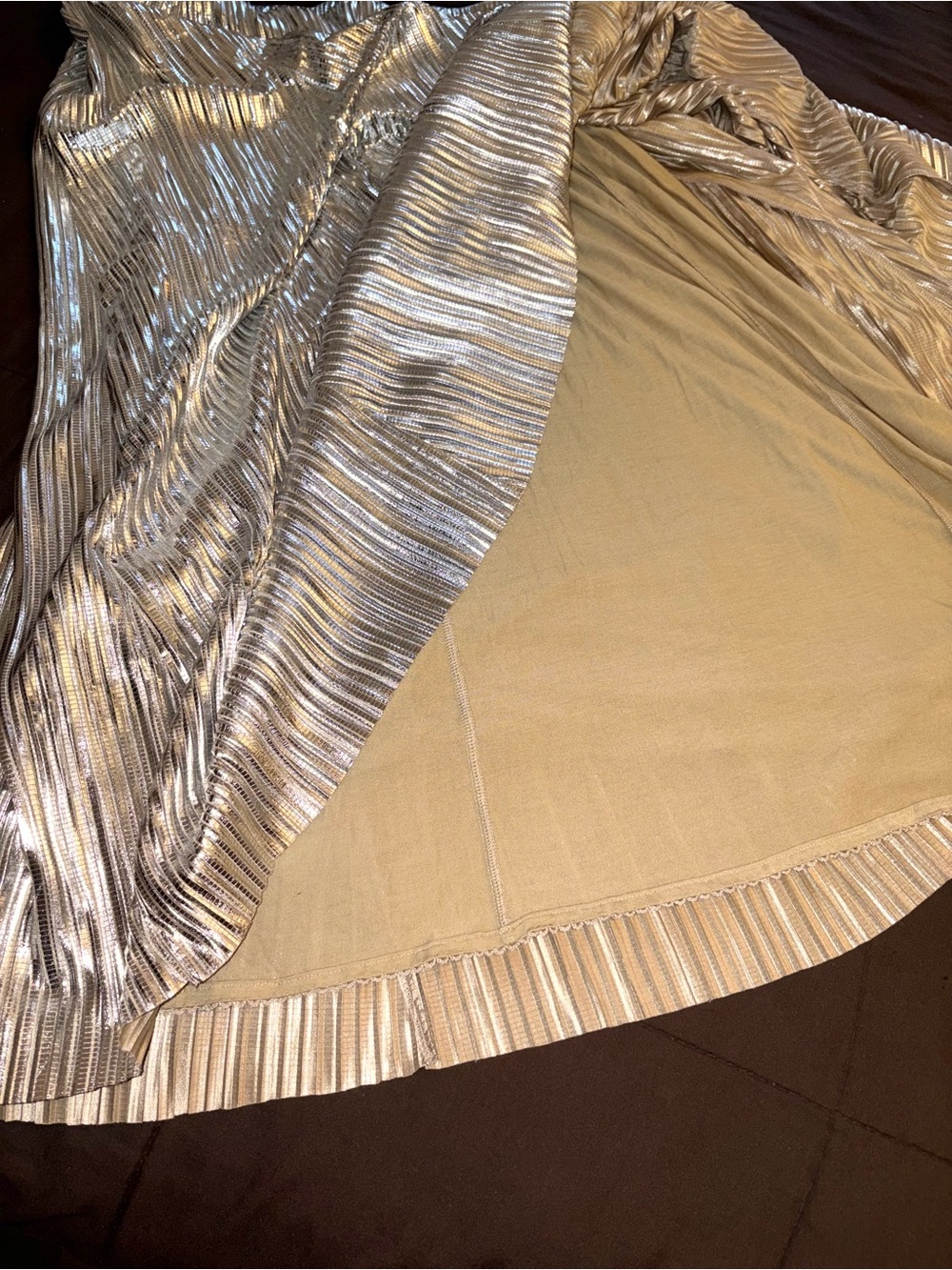 Anthropologie Metallic Pleated Maxi Skirt in Silver size Medium - Picture 10 of 15
